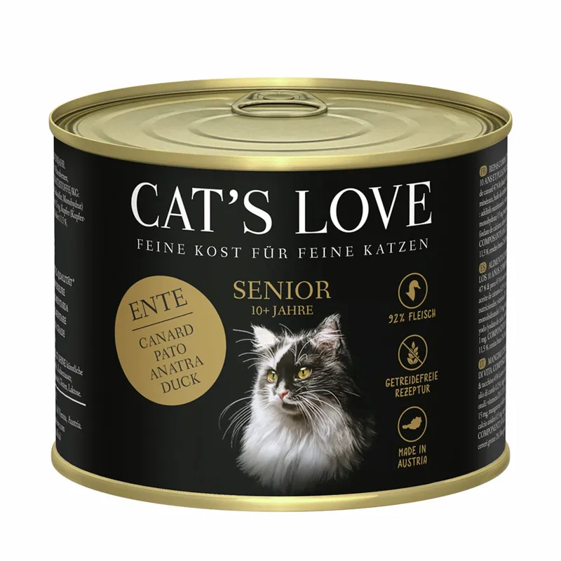 Sparpaket 24 x 200 g Cat's Love Senior Ente Katzen Nassfutter Billig